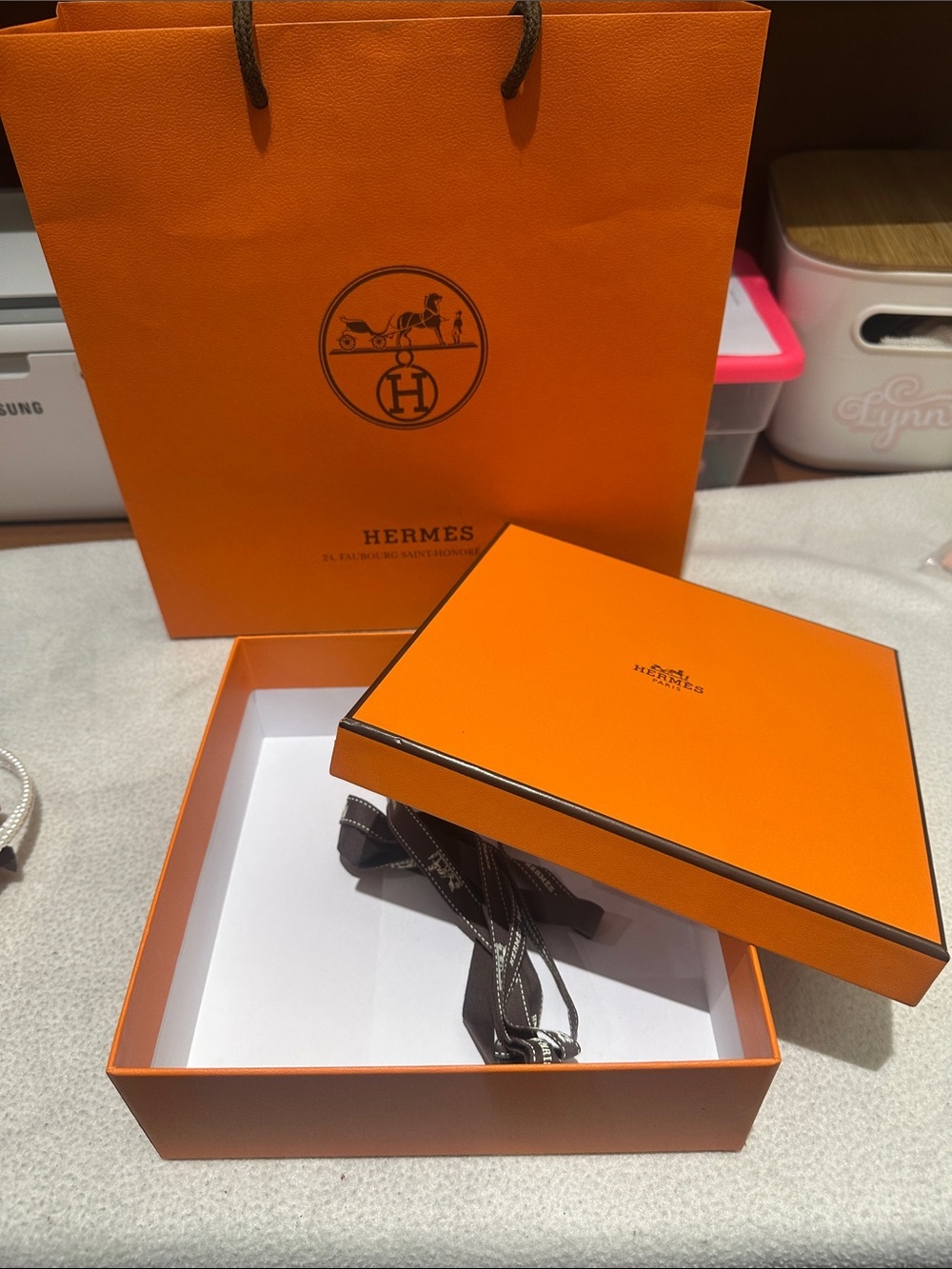 Hermes Orange Gift Box with Branded Lid